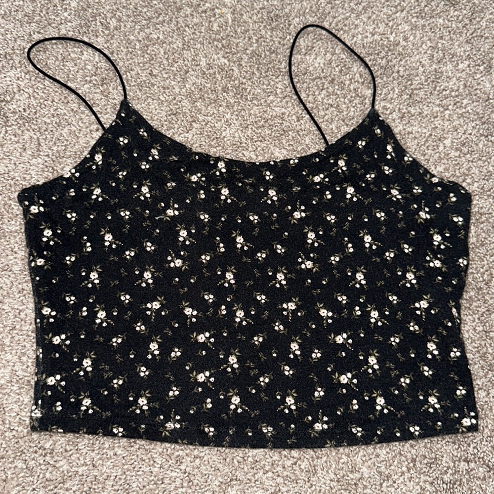 Black Floral Tank Top
